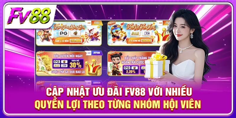 Cập nhật ưu đãi FV88 với nhiều quyền lợi theo từng nhóm hội viên